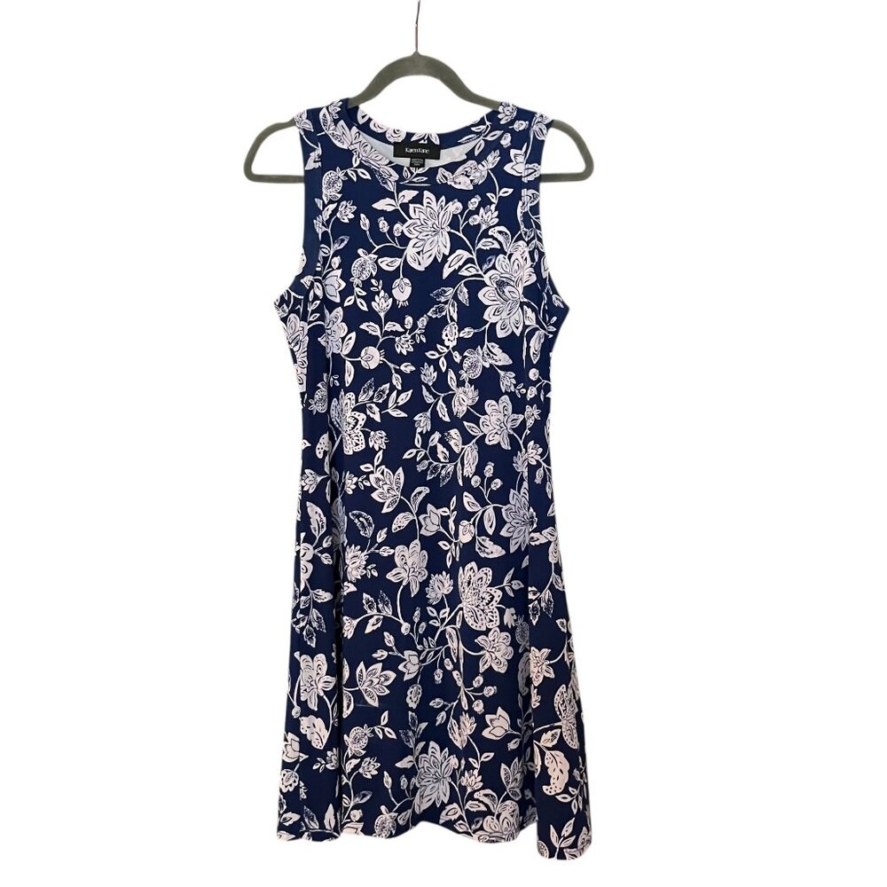 Karen Kane Blue Floral Womens Knee Length Dress Size Medium